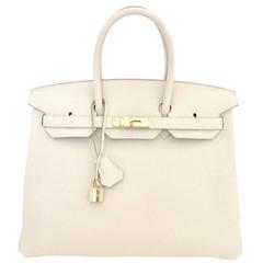 Hermes Craie Chalk White Togo Birkin 35cm Gold Hardware 1