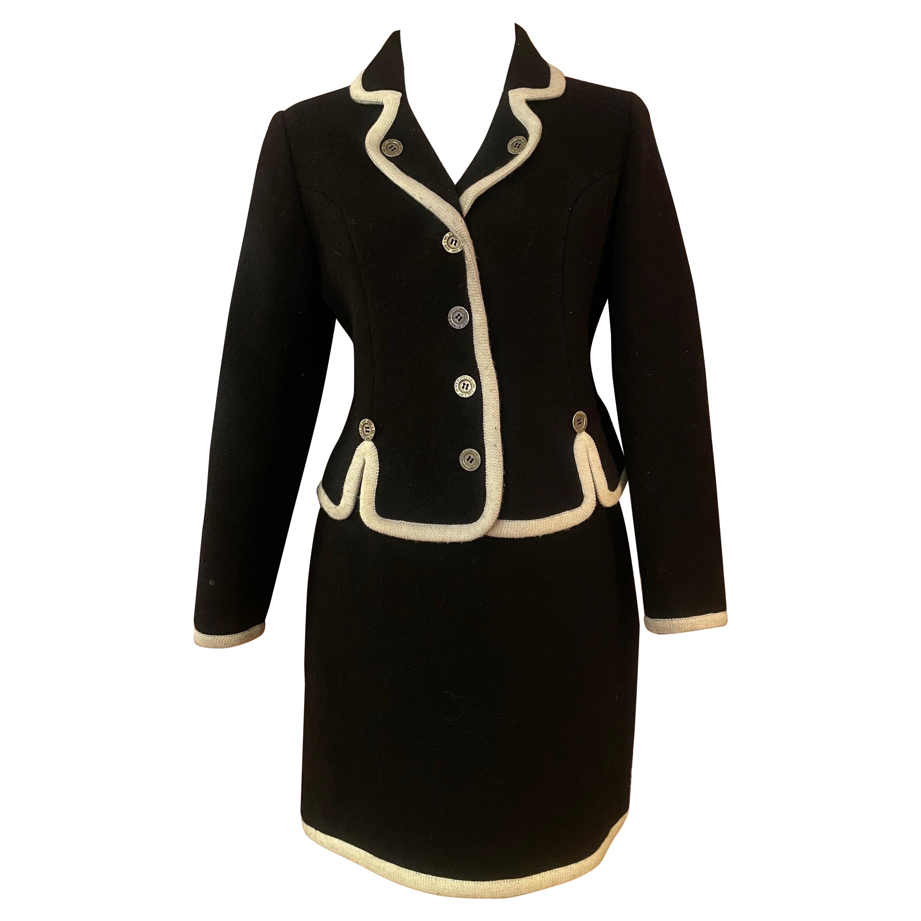 Vintage 1990s black and white wool suit  Moschino Cheap & Chic For Sale