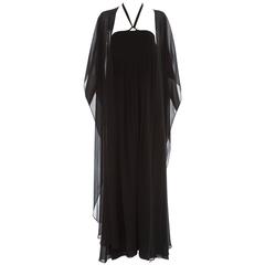 Bill Blass Black Nun's Cloth Strapless Evening Dress, Circa 1970's