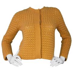 Akris Mustard Cashmere Knit Cardigan Sweater sz US4