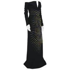 New ETRO Campaign Black Micro Beaded Dress Gown It. 40 