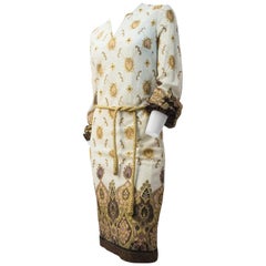 Vintage 60s Indian Print Lamé Knit Dress