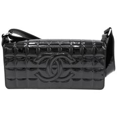 Chanel Patent Black Chocolate Bar with Silver Hardware Bag 1