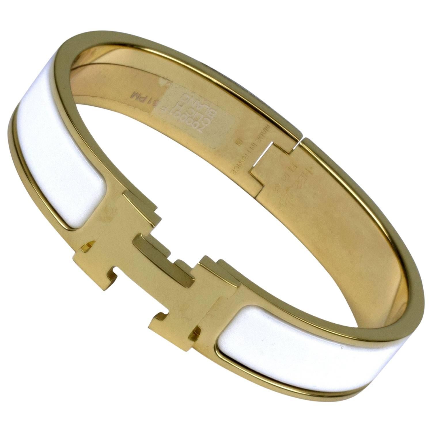 Hermes Bracelet "Clic H" Plaque Or White Color PM 2016 For Sale
