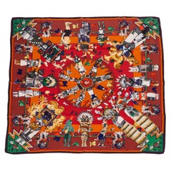 Pañuelo de seda Hermès Kachinas óxido Kermit Oliver
