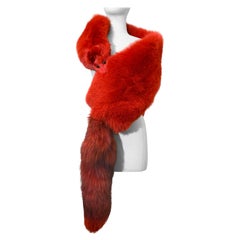 Custom-Made 1990s Valentino Large Red Dyed Full-Body Fox Fur Fling