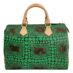 Louis Vuitton Kusama Town Speedy 30 Grüne Henkeltasche mit Griff oben