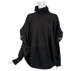 Junya Watanabe Comme des Garcons Black Wool Turtle Neck Big Snap Pullover Large