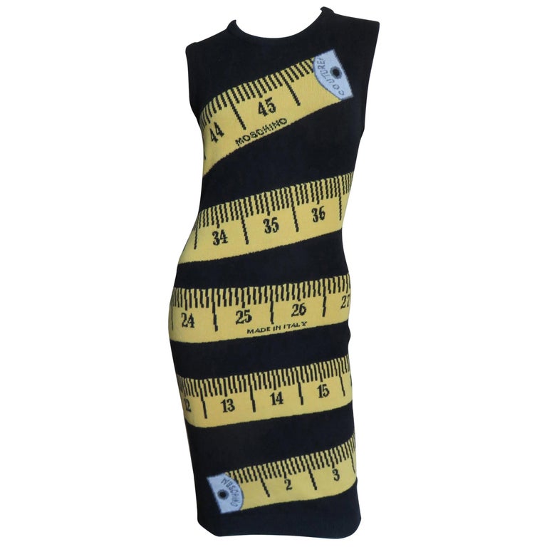 Moschino Couture Color Block Measuring Tape Dress For Sale
