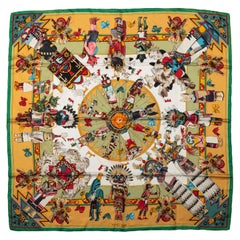 Pañuelo de Seda Kachinas Mostaza Hermès