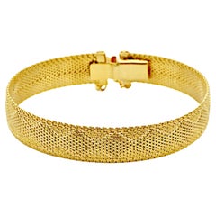 Gold Plated Egyptian Revival Diamond Design Mesh Bracelet circa 1980s