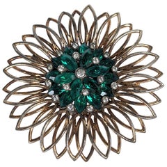 Broche fleur rétro en vermeil