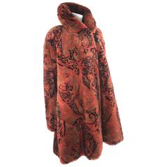 Miss Dior Paisley Pattern Faux Fur Swing Coat 6