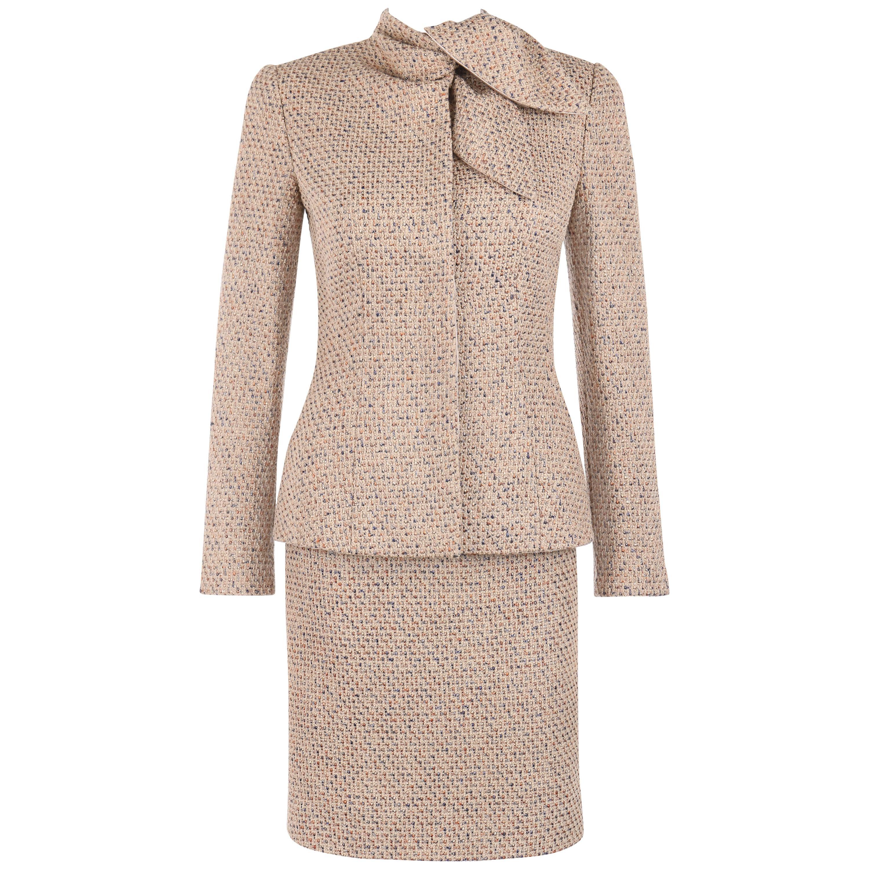 ALEXANDER McQUEEN A/W 2004 "Pantheon As Lecum" 2 Piece Beige Blazer Skirt Suit