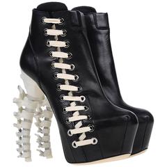 New Dsquared2 Limited Edition Icon Spine Heel Black Leather Ankle Boots 36 39 40