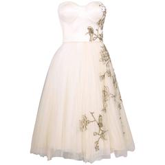 2006 Alexander McQueen Strapless Embroidered Gown w/Golden Flowers & Birds 1
