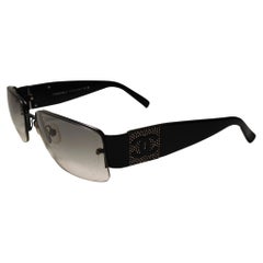 Occhiali da sole vintage Chanel CC Interlocking Black Large Side Logo Grey Lens