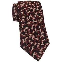 Schiaparelli for Hughes & Hatcher Red Patterned Wide Tie Necktie, 1960s 