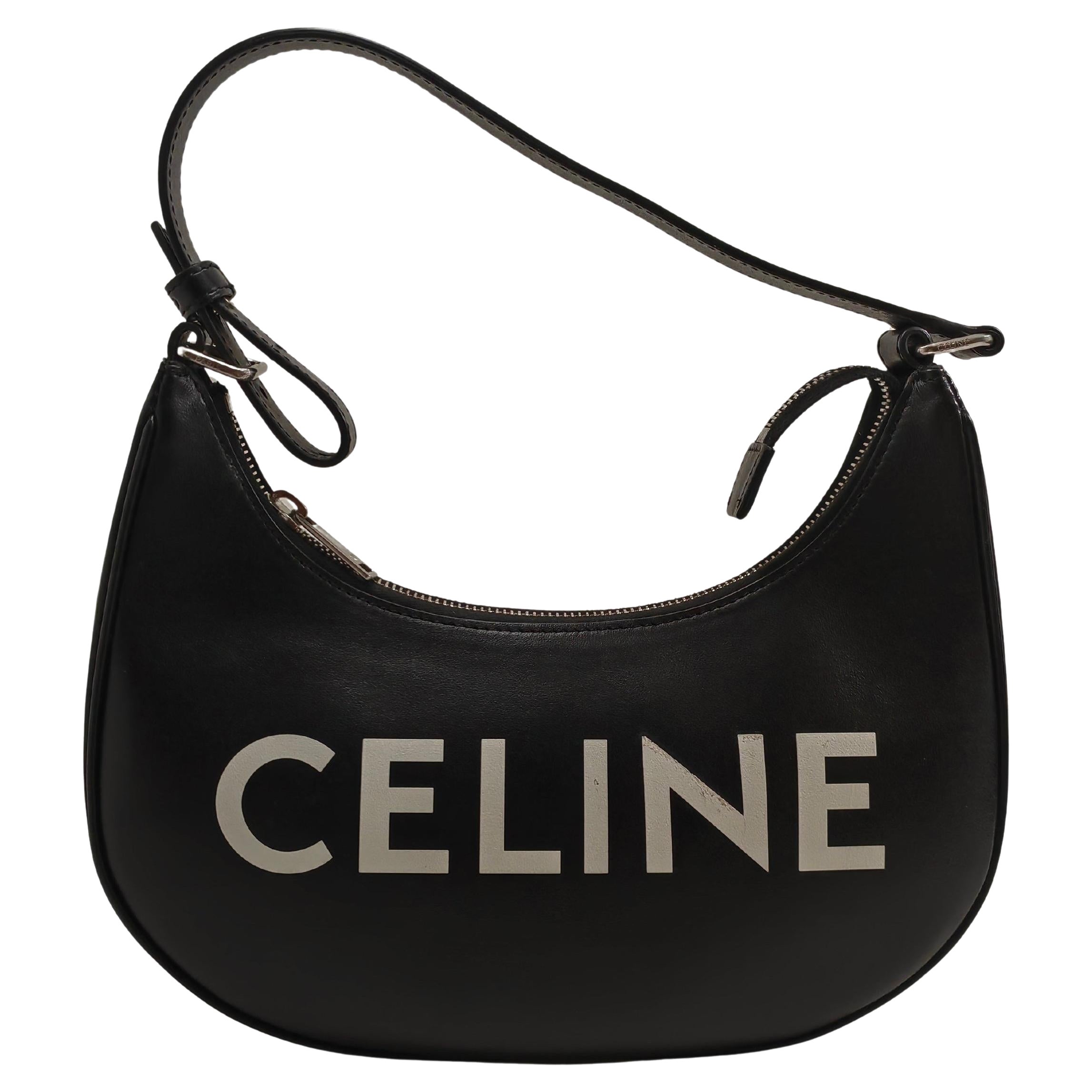 Celine Ava Alphabet Logo Unisex Bag in Black Leather For Sale