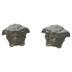 Versace Resin Medusa Head Stud Earrings in Bronco White
