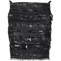 Gianfranco Ferre Black Open-Back Top Embroidered W/Raffia, Silk Ribbon, & Beads