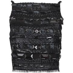 Gianfranco Ferre Black Open-Back Top Embroidered W/Raffia, Silk Ribbon, & Beads 9