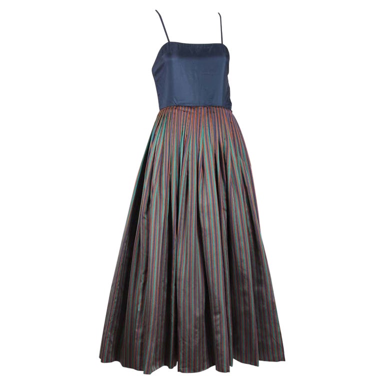 1983 Madame Gres Haute Couture Blue and Striped Taffeta Cocktail Dress  W/Capelet For Sale at 1stDibs | madame gres wolf trousers, wolf trousers  madame gres, wolf trousers madame grs