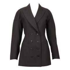 1986 AZZEDINE ALAIA charcoal wool gabardine RUNWAY jacket with seamed back