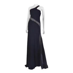 Robe asymétrique vintage Versace noire avec dos ouvert et détails transparents, taille 42/6