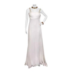 Vintage Versace Crystal Embellished White Wedding Gown 44 - 8