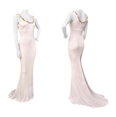 2008 Vintage Versace Embellished White Long Dress Gown 42 - 6