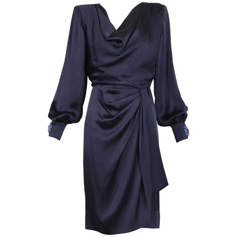 silk blue wrap dress