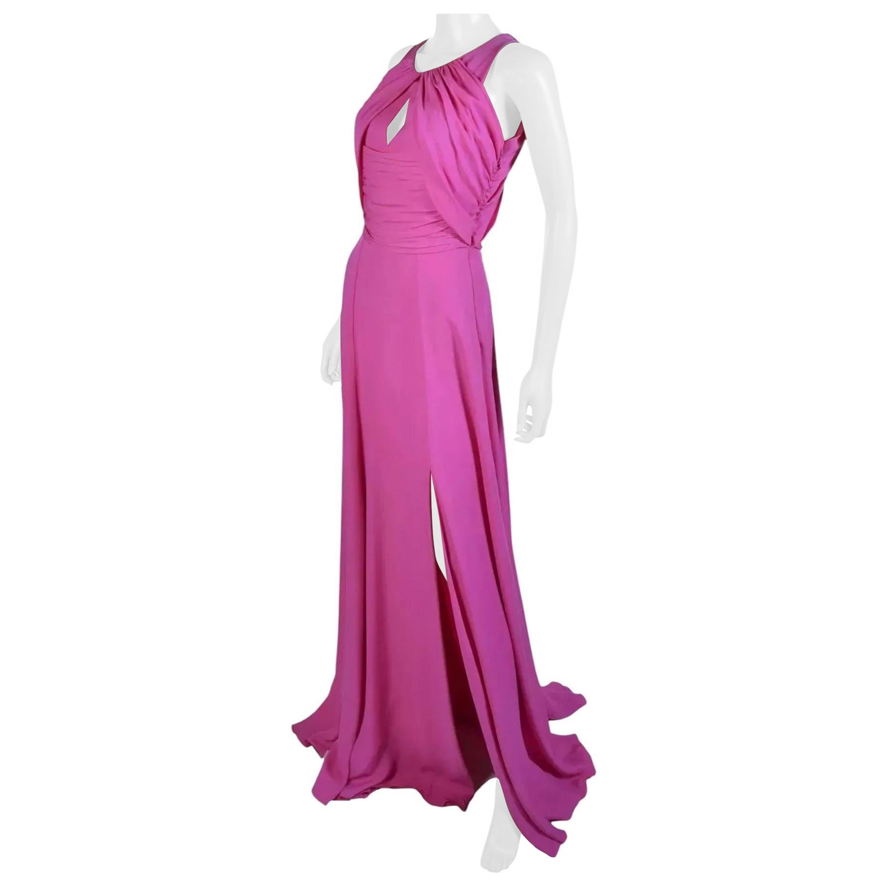 2012 Versace Vestido largo de seda rosa NWT en venta