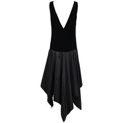 Lanvin Haute Couture Black Velvet & Taffeta Cocktail Dress w/Hanky Hem No.91366 6