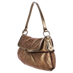 Fendi Bronze Metallic Chef Baguette Vollständig gefüttert in Shearling Tasche, aus Bronze