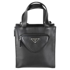 Prada Black Nappa Small Triangle Pocket Tote