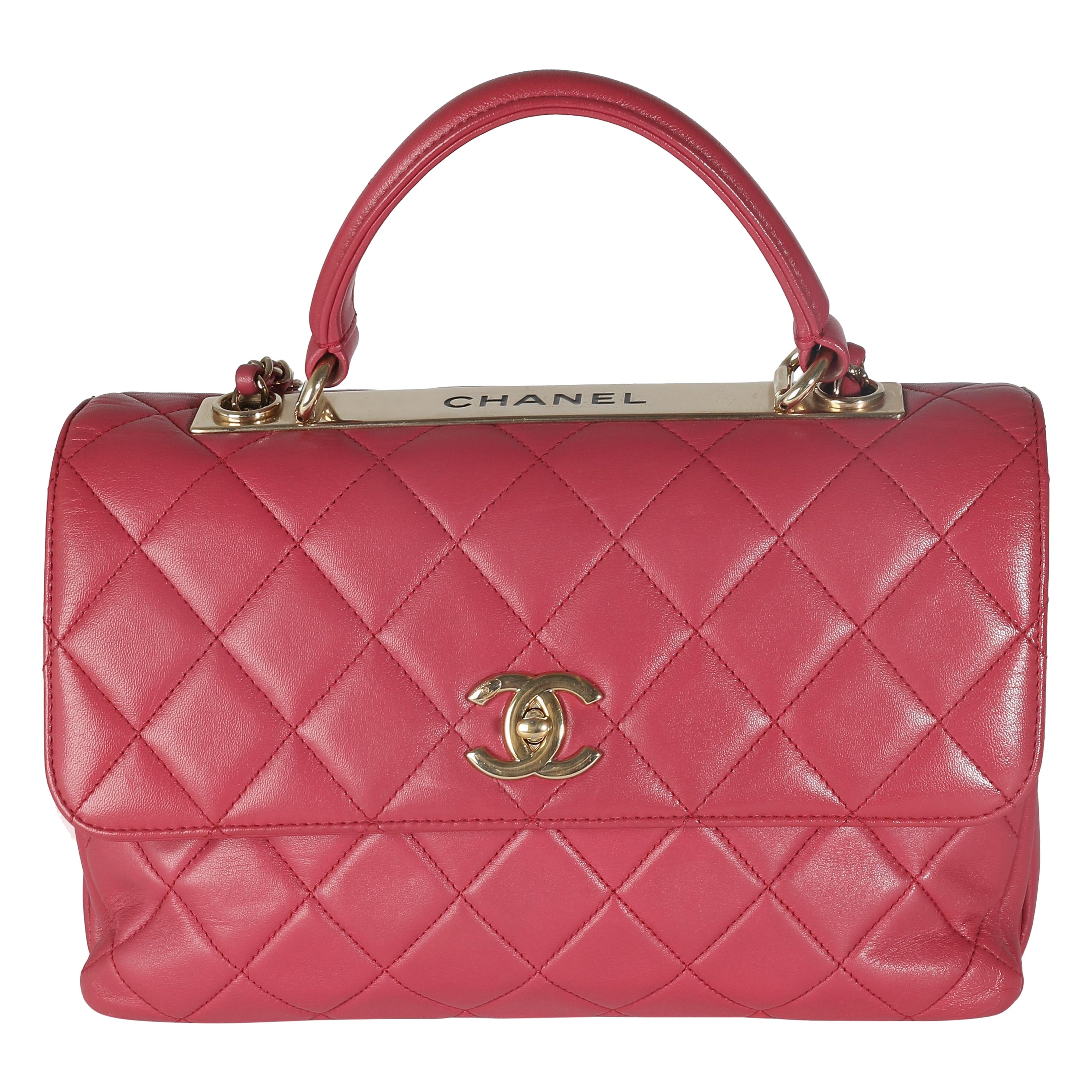 Chanel Pink Quilted Lambskin Medium Trendy CC Top Handle Bag For Sale
