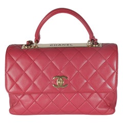 Chanel Bolso de asa superior CC Trendy mediano de piel de cordero acolchada rosa