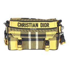 Christian Dior Yellow Tartan Canvas Small Diorcamp Messenger