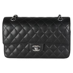Chanel Black Quilted Caviar Medium Double Classic Flap Handbag