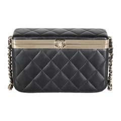 Chanel 23S Black Quilted Lambskin Vanity Case With Chain