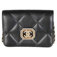Chanel Black Quilted Calfskin Strass Mini Flap Bag