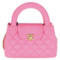 Chanel Rosa gesteppter Jersey Nano Kelly Shopper aus Jersey