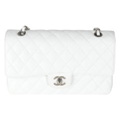 Chanel Weiß Gesteppt Medium Classic Double Flap Tasche