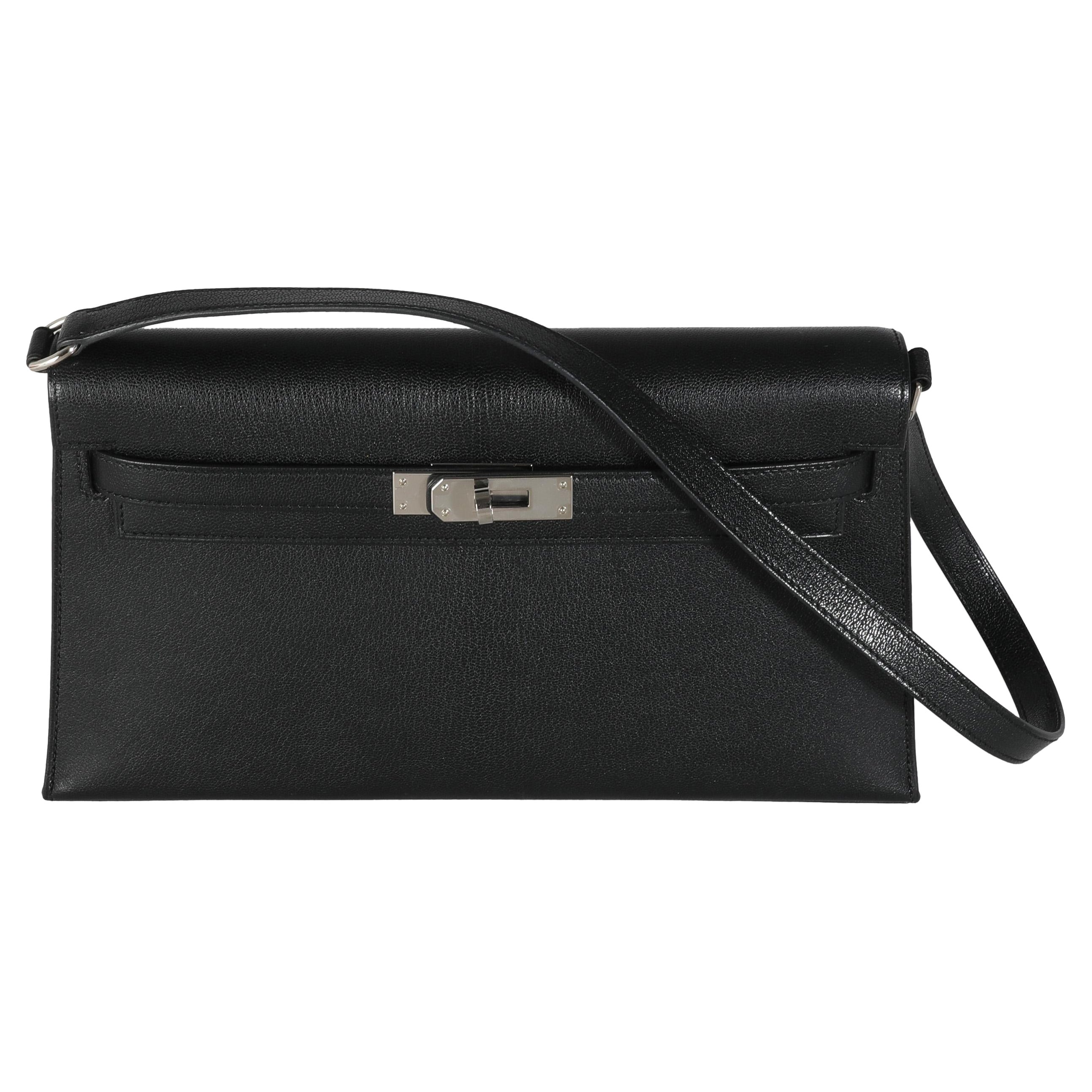 Hermès Black Chevre Chamkila Kelly Elan PHW For Sale