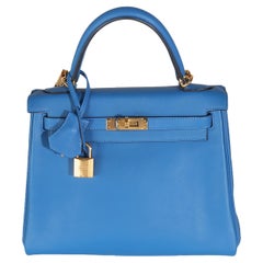 Hermès Bleu France Swift Retourne Kelly 25 GHW