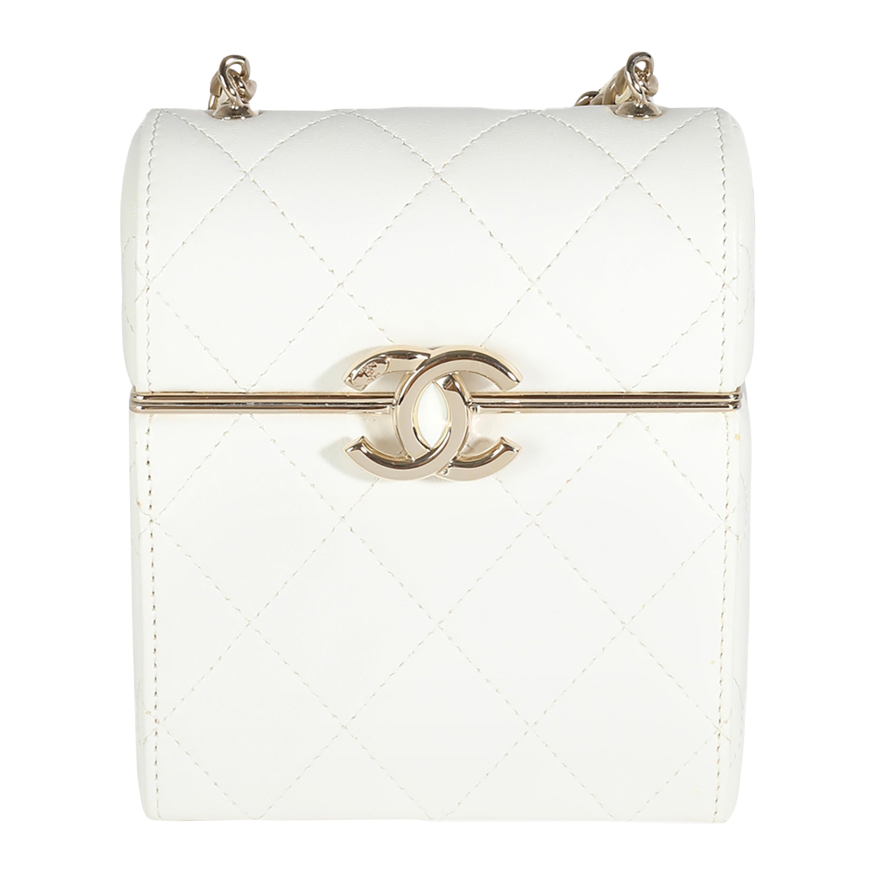 Chanel 22P White Quilted Lambskin Mini Box Clutch