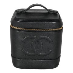Chanel Vintage Black Caviar CC Vanity Case