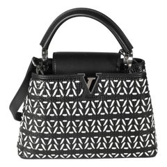 Louis Vuitton Black White Woven Calfskin Tressage Capucines BB