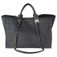 Chanel Dark Navy Mixed Fibers Large Deauville Tote